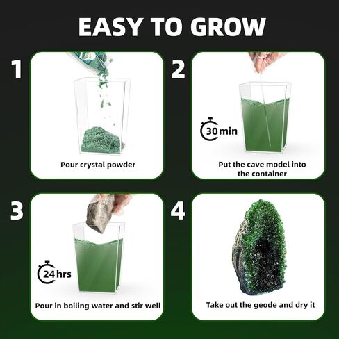 مجموعة GobiDex Geodes Growing Science Kit للأطفال الذين تتراوح أعمارهم بين 6-8-12 عامًا، الجيود مع البلورات تنمو بسرعة في (24 ساعة)، ألعاب تجارب العلوم التعليمية STEM، مجموعة عشاق الجيولوجيا والصخور، هدايا للأولاد والبنات in Kuwait