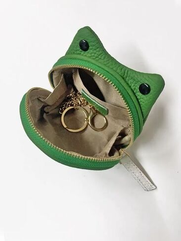 Cute Frog Coin Purse, Green Leather Keychain Wallet, Small Storage Bag for Keys and Accessories in Saudi Arabia