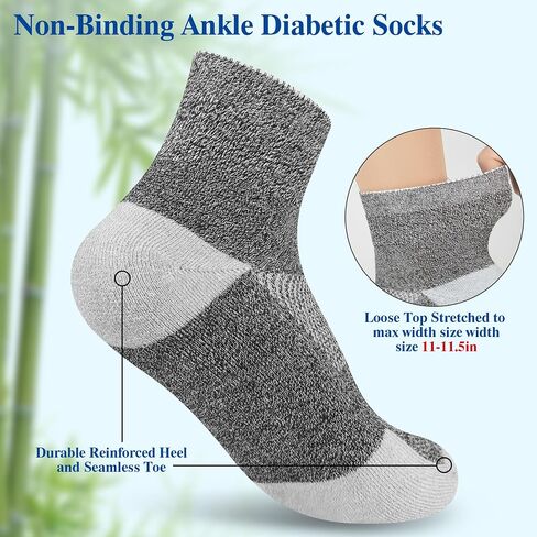 Diabetic Socks for Men,6 Pairs Ankle Mens Diabetic Socks,Diabetic Neuropathy Socks for Men 9-12 in Kuwait
