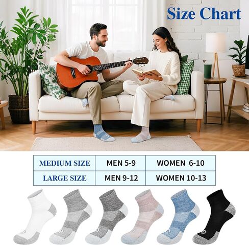 Diabetic Socks for Men,6 Pairs Ankle Mens Diabetic Socks,Diabetic Neuropathy Socks for Men 9-12 in Kuwait