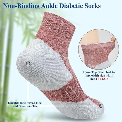 Diabetic Socks for Men,6 Pairs Ankle Mens Diabetic Socks,Diabetic Neuropathy Socks for Men 9-12 in Kuwait