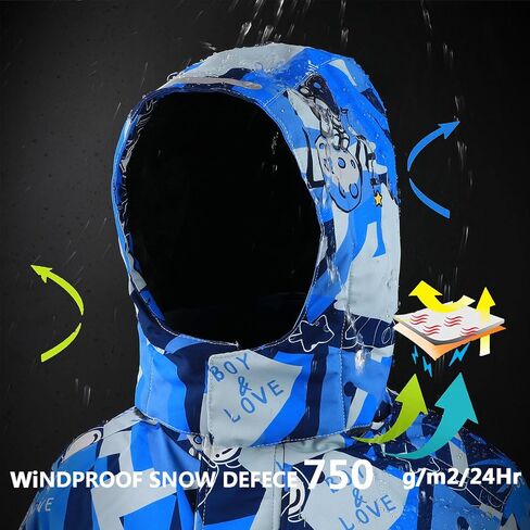Boylove Boy's Ski Jackets Waterproof Winter Coat Fleece Royproofing Skybboring Stack in Kuwait