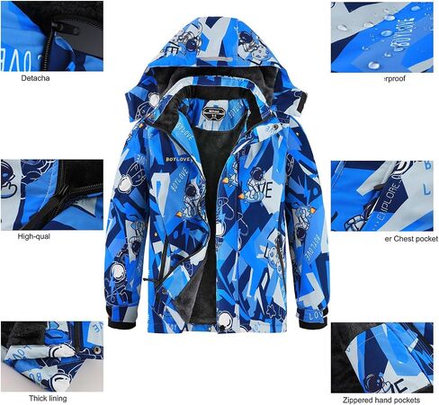 Boylove Boy's Ski Jackets Waterproof Winter Coat Fleece Royproofing Skybboring Stack in Kuwait