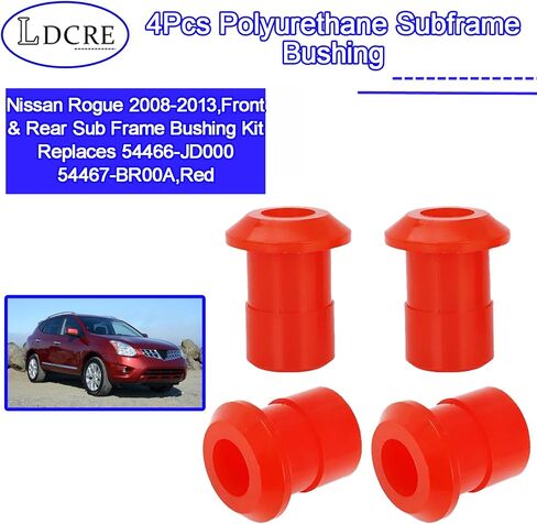 4Pcs Polyurethane Subframe Bushing Kit,Compatible With Nissan Rogue 2008-2013,Front & Rear Sub Frame Bushing Kit Replaces 54466-JD000 54467-BR00A,Red in Saudi Arabia