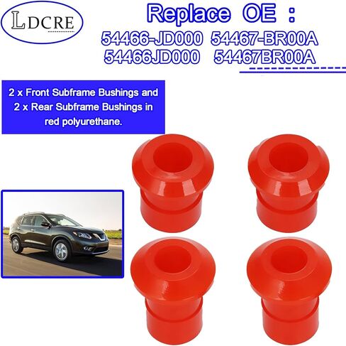 4Pcs Polyurethane Subframe Bushing Kit,Compatible With Nissan Rogue 2008-2013,Front & Rear Sub Frame Bushing Kit Replaces 54466-JD000 54467-BR00A,Red in Saudi Arabia
