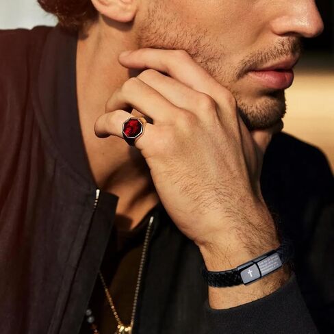 Feel Mens Bible Bible Beary Bracelet - Lava Rock Bead Cross Bracelet للرجال - الشفاء الموازنة معصمًا جلديًا مضفرًا - مجوهرات التخرج المسيحي الديني للرجال in Kuwait