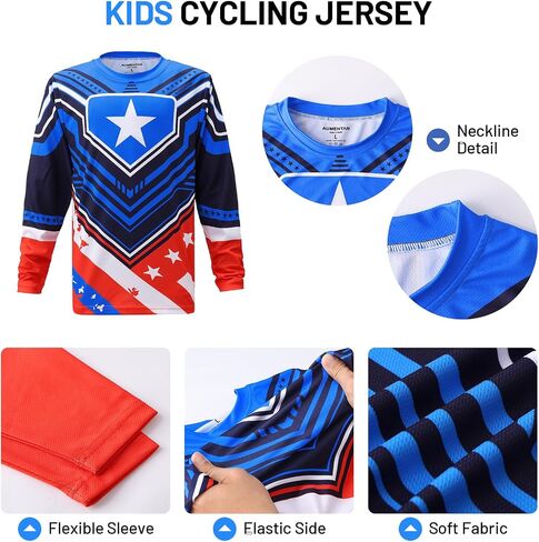 Kids Cycling Jersey Long Sleeve Dirt Bike Motocross Shirt, BMX Off-Road Racing Clothing in Kuwait