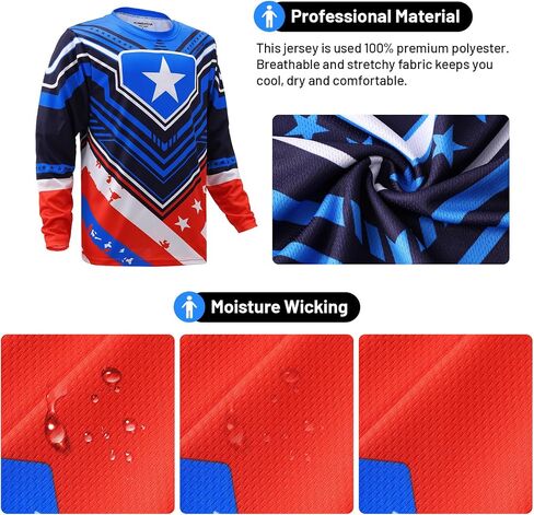 Kids Cycling Jersey Long Sleeve Dirt Bike Motocross Shirt, BMX Off-Road Racing Clothing in Kuwait