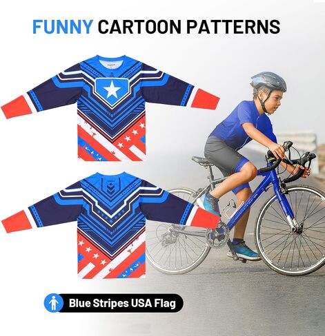 Kids Cycling Jersey Long Sleeve Dirt Bike Motocross Shirt, BMX Off-Road Racing Clothing in Kuwait