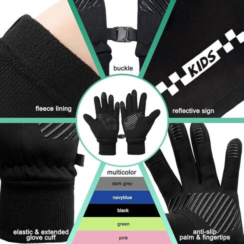 Kids Winter Cycling Gloves Touchscreen Thermal Fleece Sports Gloves for Boys Girls Anti-Slip Outdoor Gloves for Bike Cycling Skiing Running in Kuwait