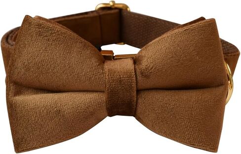 Bowtie Dog Collar, Soft & Comfy Velvet Dog Bow tie Collar, Detachable and Adjustable Dog Collars for Small Medium or Large Dogs and Cat with Safety Metal Buckle(Peacock Green, 10.62"-16.14") in Kuwait