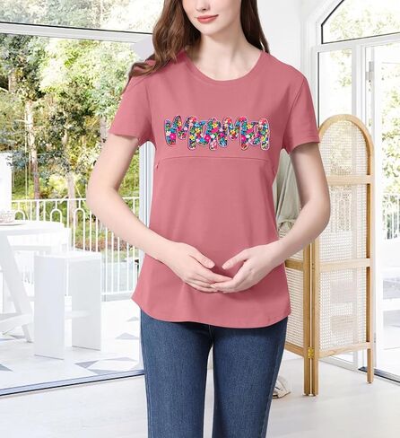 قمصان تمريض للرضاعة الطبيعية للنساء ماما الرمز البريدي للأمومة Tshirts قمم التمريض TEAE in Kuwait