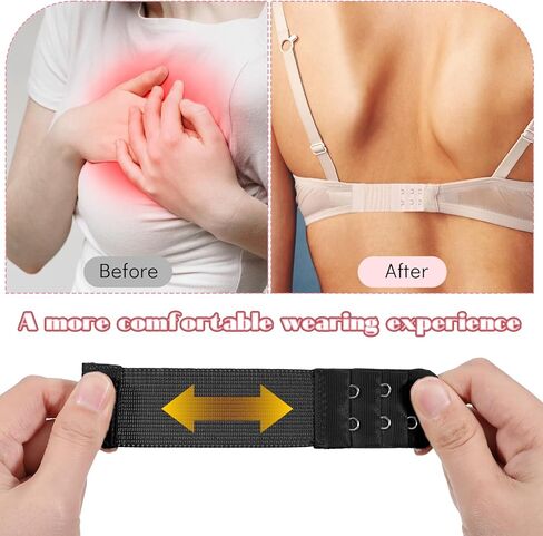 12 PCS Bra Extensers 2 Hooks ، 3 Rows Bra Strap Extender ، Women's Soft Bra Lingerie Extension Bra ، extension bra plus ، accessories bra for women lady (white ، black ، skin ، apricot) in Kuwait