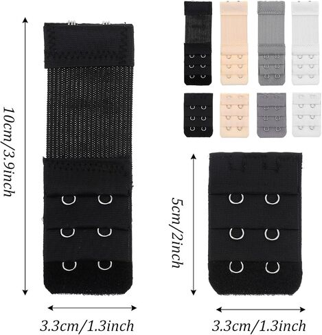 8PCS Women's Bra Extender 2 Hook 3 Row, Lady's Bra Extender Bras Band, Elastic Strap Extenders 2 Hook for All Common Bras Models, Soft Stretchy Back Extension Straps for Brassiere Strap Extension in Saudi Arabia