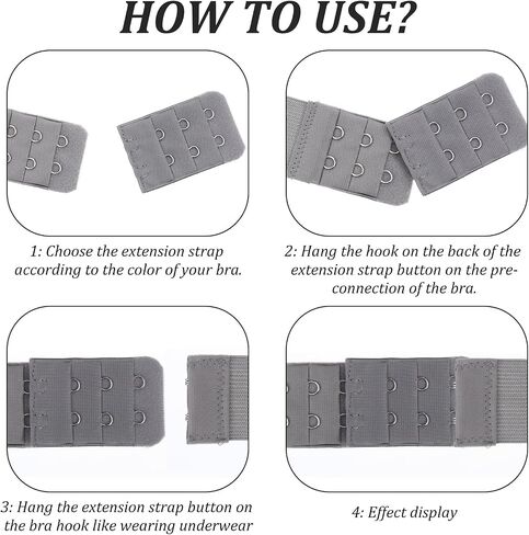 8PCS Women's Bra Extender 2 Hook 3 Row, Lady's Bra Extender Bras Band, Elastic Strap Extenders 2 Hook for All Common Bras Models, Soft Stretchy Back Extension Straps for Brassiere Strap Extension in Saudi Arabia