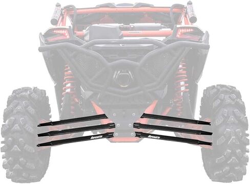 SuperATV Heavy Duty Boxed Rear Radius Arms/Rods for Can-Am Maverick X3 72" Turbo/X RC/X MR/X RS/MAX (See Fitment Below) - Complete 6 Rod Kit - Black in Saudi Arabia