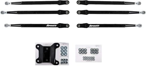 SuperATV Heavy Duty Boxed Rear Radius Arms/Rods for Can-Am Maverick X3 72" Turbo/X RC/X MR/X RS/MAX (See Fitment Below) - Complete 6 Rod Kit - Black in Saudi Arabia