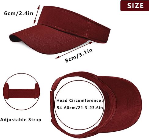 1 Piece of Burgundy Sun Visor Hat Adjustable Sport Visors for Women and Men (One Size) in Saudi Arabia