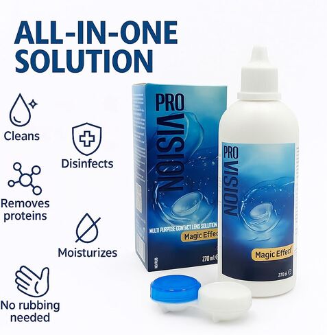 Pro-Vision-Multi Purpose Contact Lens Solution, All-in-One Multi-Purpose Cleaner with Lens Case, Advanced Formula Lens Cleaner, Cleans & Moisturizes Soft & Silicon Hydrogel Lenses (60ml/2 Fl Oz) in Saudi Arabia