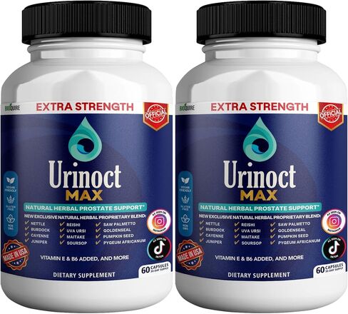 Urinost Max Extra Strength Prostate Supplement, 60 Capsules, Natural Herbal Formula with Saw Palmetto, Vitamin E, B6, 30 Day Supply (2) in Saudi Arabia