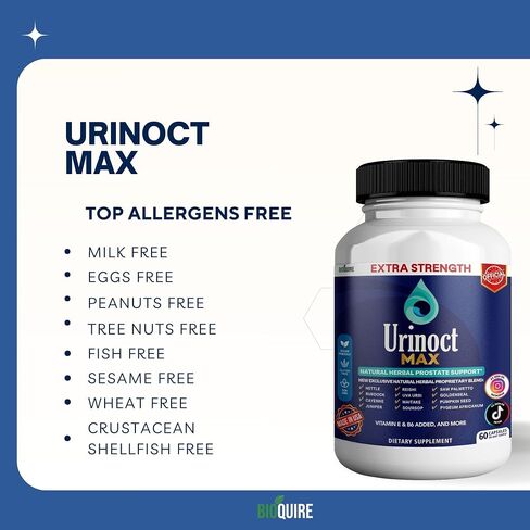 Urinost Max Extra Strength Prostate Supplement, 60 Capsules, Natural Herbal Formula with Saw Palmetto, Vitamin E, B6, 30 Day Supply (2) in Saudi Arabia