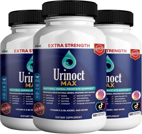 Urinost Max Extra Strength Prostate Supplement, 60 Capsules, Natural Herbal Formula with Saw Palmetto, Vitamin E, B6, 30 Day Supply (2) in Saudi Arabia