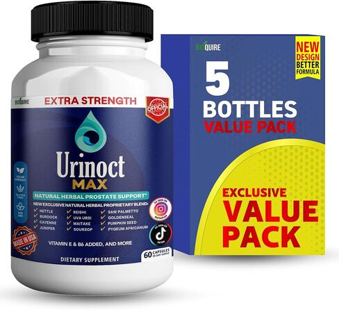Urinost Max Extra Strength Prostate Supplement, 60 Capsules, Natural Herbal Formula with Saw Palmetto, Vitamin E, B6, 30 Day Supply (2) in Saudi Arabia
