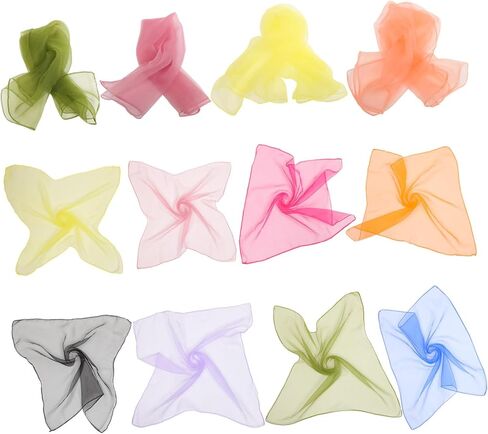 12Pcs Multi Color Dance Scarves for Square Juggling Scarves Versatile Props for Dance and Play for Parties and Performances in Kuwait
