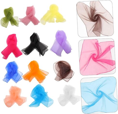 12Pcs Multi Color Dance Scarves for Square Juggling Scarves Versatile Props for Dance and Play for Parties and Performances in Kuwait