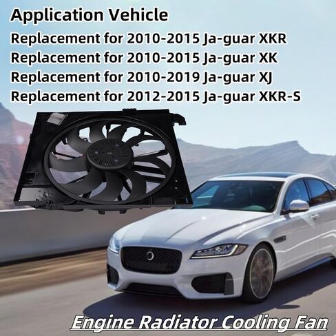 C2D38737 Engine Radiator Cooling Fan Replacement for Jaguar XF 2010-2015, XJ 2010-2019, XJR 2014-2017, XJR575 2018, XKR 2010-2015 OE# C2D24144 16026027 C2P17120 in Saudi Arabia