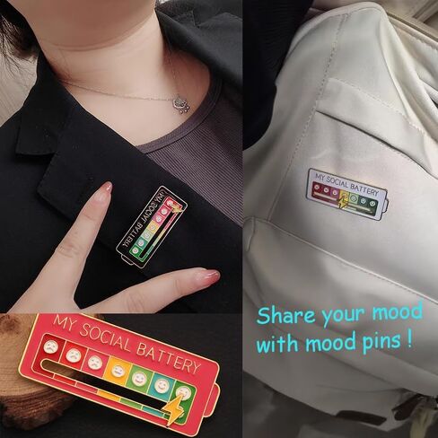 4PCS Battery Mood Pins, Funny Interactive Brooch Pin, My Creative Lapel Pin, Functional Mood Enamel Pins 7 Days a Week for Clothing Decoration Backpacks Bags Hats Gifts in Saudi Arabia