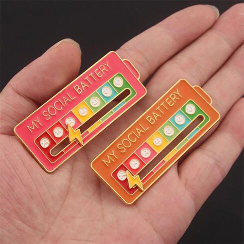 4PCS Battery Mood Pins, Funny Interactive Brooch Pin, My Creative Lapel Pin, Functional Mood Enamel Pins 7 Days a Week for Clothing Decoration Backpacks Bags Hats Gifts in Saudi Arabia