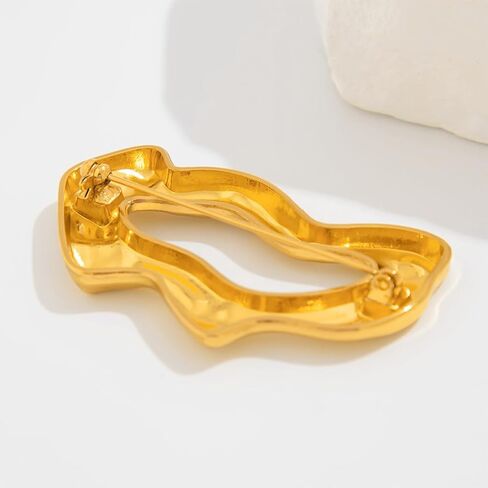 Gold Statement Simple Hollow Brooch Pin for Women, Vintage Unique Big Hammered Irregular Geometric Brooch Suit Costume Chest Accessories Jewelry Gift in Kuwait
