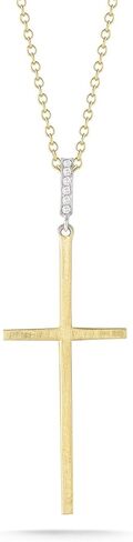 14K Yellow Gold 0.05ct TDW Diamond Accent Jerusalem Cross Pendant Necklace in Saudi Arabia