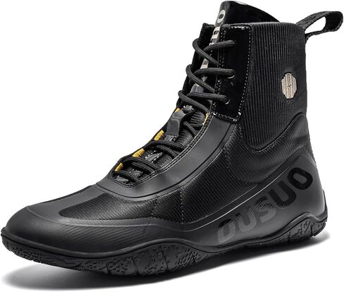Mens Wrestling Shoes Boxing Shoes High Top Fitness Sneakers Weightlifting Fighting Shoes Zero Drop Sole in Saudi Arabia