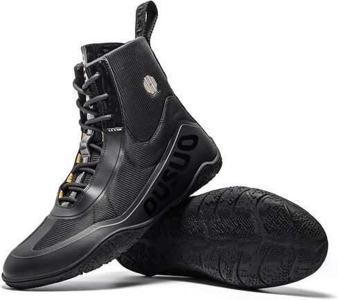 Mens Wrestling Shoes Boxing Shoes High Top Fitness Sneakers Weightlifting Fighting Shoes Zero Drop Sole in Saudi Arabia