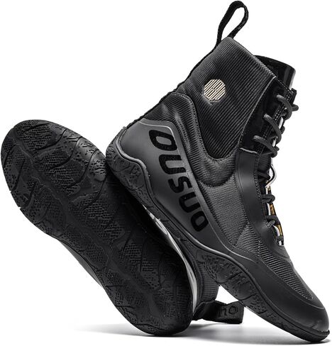 Mens Wrestling Shoes Boxing Shoes High Top Fitness Sneakers Weightlifting Fighting Shoes Zero Drop Sole in Saudi Arabia