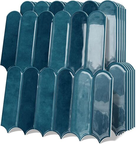 Green Peel and Stick Backsplash Tile 12"x12" Kitchen Bathroom Self-Adhesive Tiles Palisade Style (10-Sheet,Emerald) in Saudi Arabia