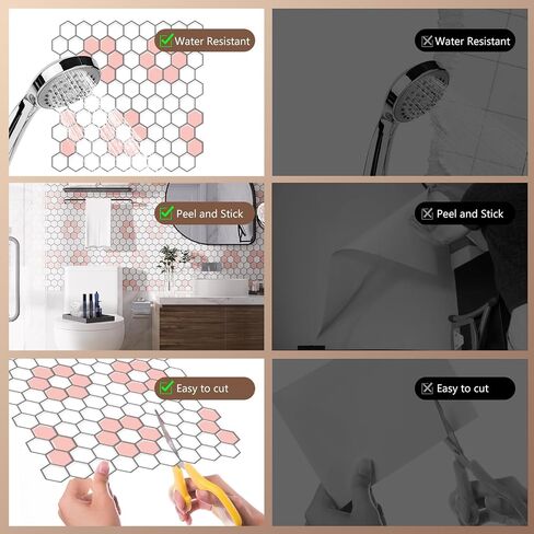 Peel and Stick Backsplash White Pink 12"×12" Boho Adhesive Wall Tiles 10-Sheet Heat Resistant Faux Floral Waterproof Decorative Vinyl Backsplash for Kitchen Living Room Bathroom Renter Friendly in Saudi Arabia