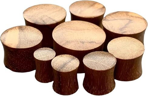 PAIR of Beautiful Convex Teak Wood Saddle Double Flare Organic Plugs - Tunnels - Gauges - Body Jewelry in Saudi Arabia