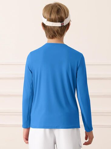 Haloumoning Boys Athletic Long Sleeve Shirts Kids Dry Fit Performance Active Tees with Chest Pocket 5-14 Years in Saudi Arabia