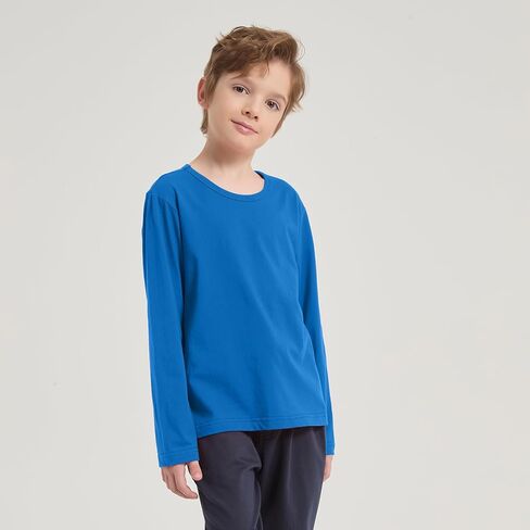 كوتون بويز كيدز تي شيرت تي شيرت كروفيك الطويل تي شيرت قميص الأساس للشباب الصغار (سن 2-14) in Kuwait