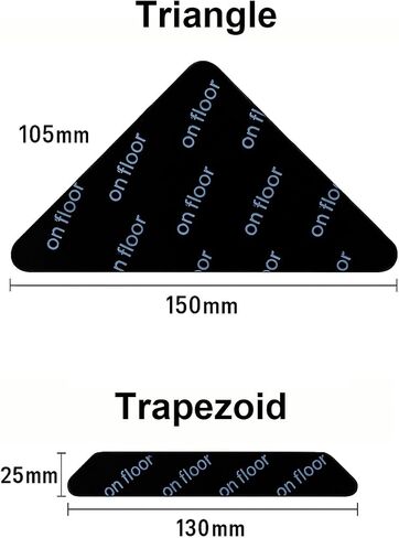 Rug Grippers for Hardwood Floors, 8 PCS (4 Triangle + 4 Trapezoid) Anti Curling Non Slip Carpet Gripper Washable Reusable PU Pads for Corners & Edges, Black in Saudi Arabia