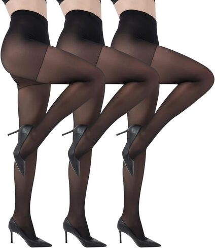 3 Pairs 30 Denier Sheer Rip Resistant Tights for Women - Control Top Not Rip Pantyhose with Reinforced Toes in Saudi Arabia
