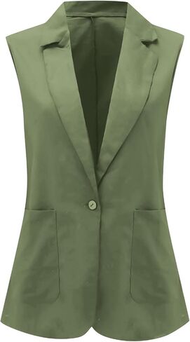 Women's Summer Suit Vest Tops Casual Work Office Blazers Lightweight Vest Tops Open Front Summer Jacket Waistcoat in Saudi Arabia