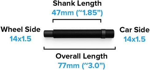 10pcs 14x1.5 to 14x1.5 Wheel Stud Conversion, 47mm (1.9in) Shank, 77mm (3in) Total Length, Compatible with Audi Volkswagen TT A3 A4 S4 A5 S5 A6 S6 A7 S7 A8 S8 B5 B6 B7 B8 Jetta Golf GTI R32 Black in Saudi Arabia