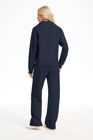 Motarto Women's 2 Pcs Outfits Sweatsuit Set Oversized Lapel Half Zip Sweatshirt Wide Leg Sweatpants Lounge Matching Tracksuit in Saudi Arabia