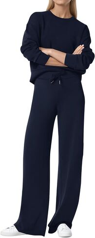 Womens 2 قطعة صالة مجموعات واسعة الساق Tracksuit عروض التعرق غير الرسمي مطابقة مجموعة 2025 سقوط الملابس ملابس عصرية in Kuwait