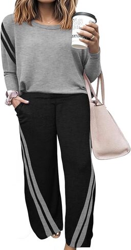 Chulianyouhuo Womens Plus Size 2 Piece Outfits Tracksuit 2025 Fall Lounge Set Wide Leg Pants Long Sleeve Tops Sweatsuit in Saudi Arabia
