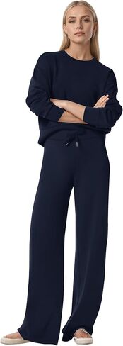 Womens 2 قطعة صالة مجموعات واسعة الساق Tracksuit عروض التعرق غير الرسمي مطابقة مجموعة 2025 سقوط الملابس ملابس عصرية in Kuwait